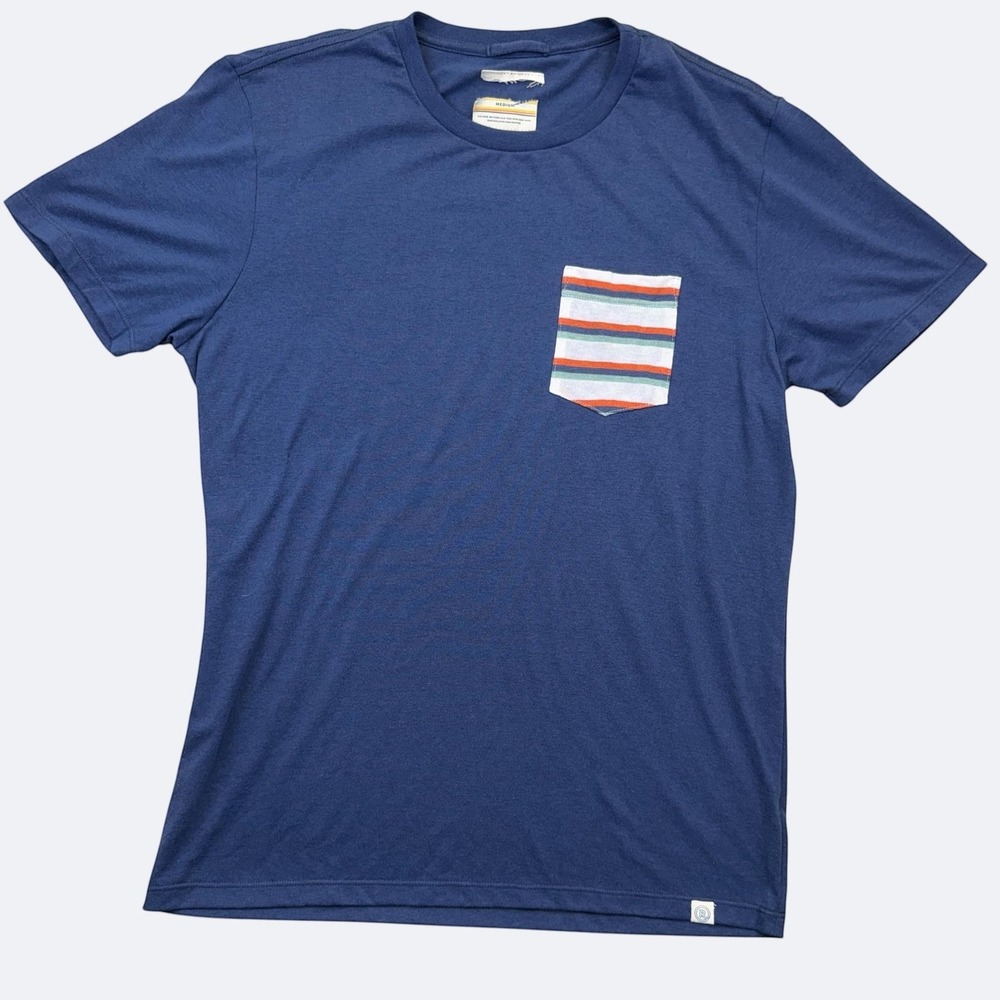 Marine Layer Re-Spun Shirt Mens M Blue Crew Neck Striped Pocket Jersey Tee